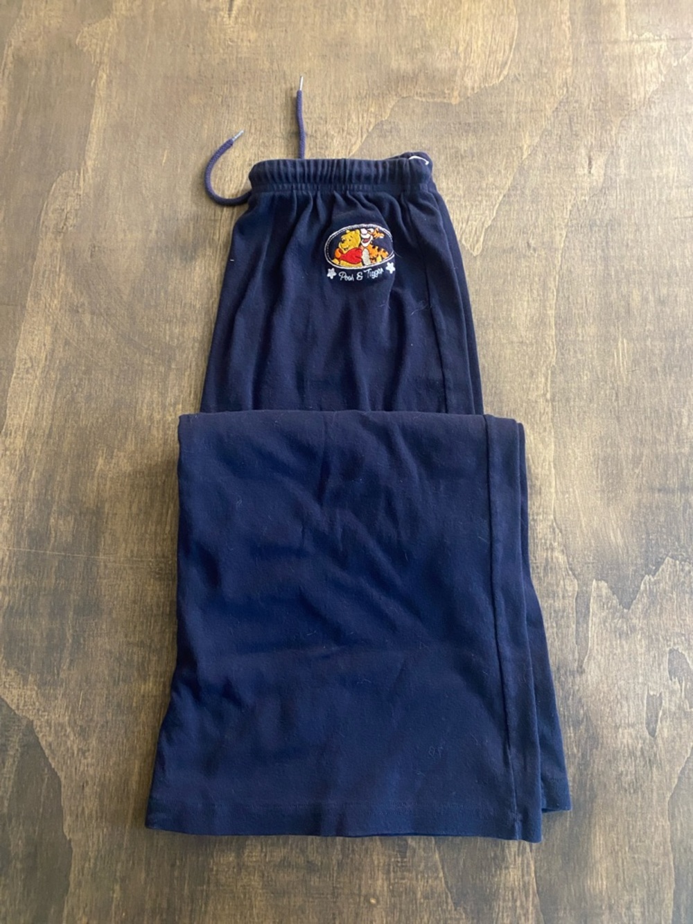 Vintage Winnie the Pooh Navy Blue Fleece Embroidered Patch Skirt